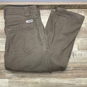 LIVSN Flex Canvas Pants Mens 31 Brown Outdoor Hike Roll-Up Leg Stretch 30"inseam